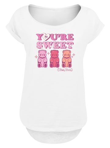 F4NT4STIC Long Cut T-Shirt Valentinstag You're Sweet Gummy Bears in weiß