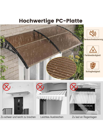 COSTWAY Vordach für Haustür 199x99cm in Braun