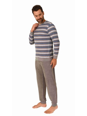 NORMANN Frottee Pyjama Schlafanzug Bündchen - 70680 in grau