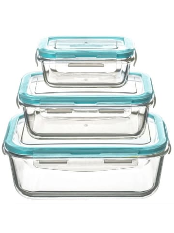5five Simply Smart Set Lebensmittelbehälter mit Verschluss, 3 Fassungen, Glas in Transparent