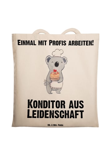 Mr. & Mrs. Panda Jutebeutel Konditor Leidenschaft mit Spruch in Creme