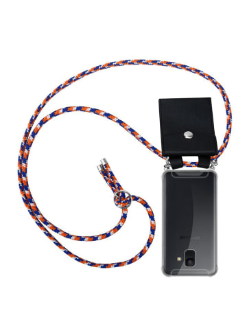 cadorabo Handykette für Samsung Galaxy A6 2018 Hülle in ORANGE BLAU WEIß