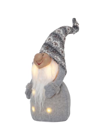 STAR Trading Weihnachtswichtel Joylight, LED Zwerg, grau, 40cm in Silber