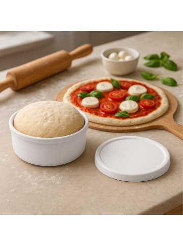 relaxdays 4 x Pizzaballenbox in Weiß - (H)6,5 x Ø 14,5 cm