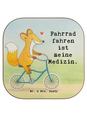 Mr. & Mrs. Panda Glasuntersetzer Fuchs Fahrrad fahren Design mit... in Weiß