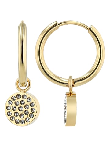 Adeliás Damen Anhänger – Gravuranhänger aus Edelstahl mit Strass Steinchen in gold