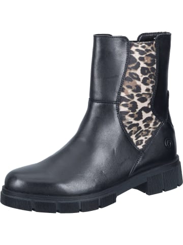 remonte Freizeit Stiefeletten in schwarz/schwarz/leo-ginger