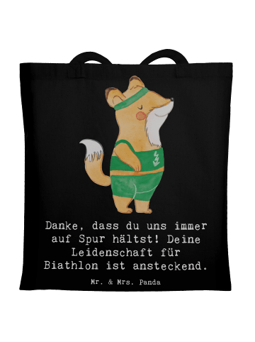 Mr. & Mrs. Panda Tragetasche Biathlon Trainerin mit Spruch in Schwarz
