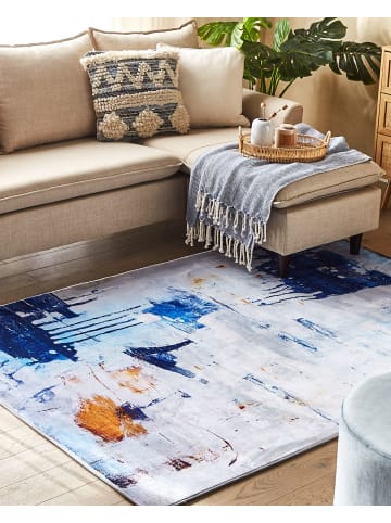 Beliani Kurzflor ADAPAZARI in Bunt/Weiß/Blau - (W) 140 x (H) 0.5 x (L) 200 cm