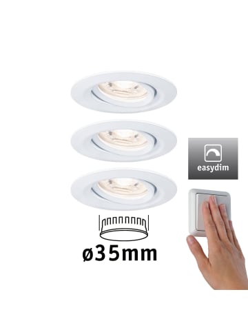 paulmann LED Einbaustrahler Nova mini Plus schwenkbar EasyDim 3er Set in weiß -  Ø66mm