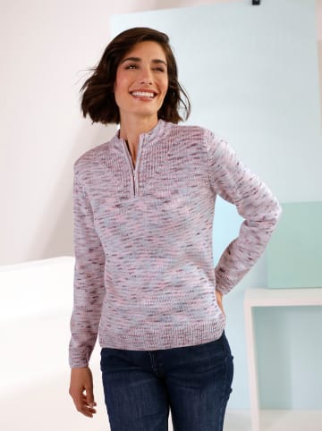 Sieh an! Stehkragenpullover in hellrosé-meliert