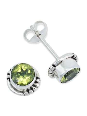 mantraroma 925er Silber - Ohrstecker (L) 7 x (B) 7 mm mit Peridot facettiert