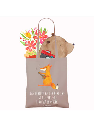 Mr. & Mrs. Panda Schultertasche Fuchs Gitarre mit Spruch in Braun Pastell
