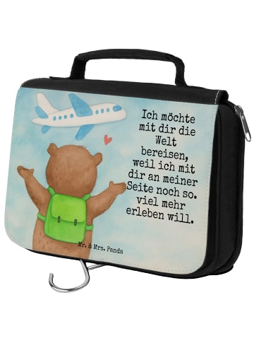 Mr. & Mrs. Panda Kulturtäschchen Bär Flugzeug Design mit Spruch in Weiß