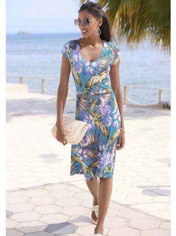 LASCANA Sommerkleid in blau-flieder-grün bedruckt