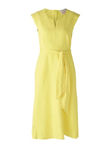 Oui Midikleid Leinen- Baumwollpatch in yellow