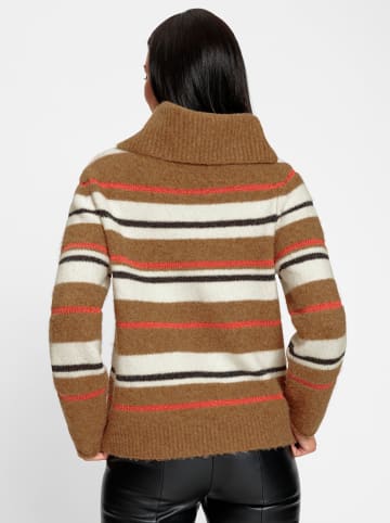 Heine Streifenpullover in camel-ecru-geringelt