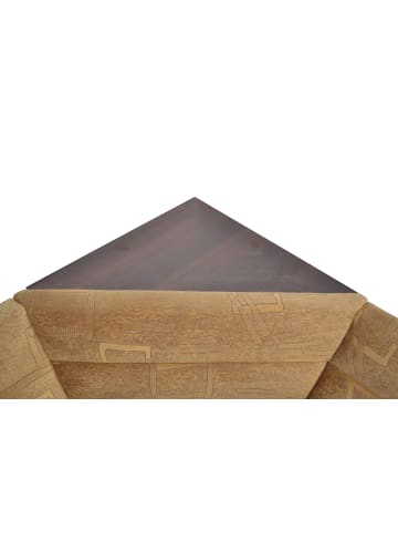 möbel-direkt Eckbank 125x165 cm Truheneckbank in Nussbaum-Nachbildung/beige
