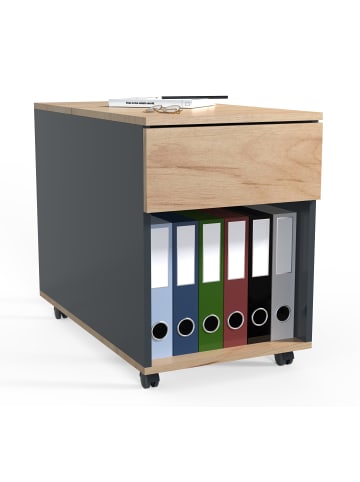 VCM  Rollcontainer Bürocontainer Dalosa 1 Schublade in Anthrazit / Honig-Eiche
