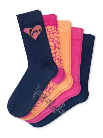 Schiesser Kindersocken Mädchen Love in Blau/Pink/Orange