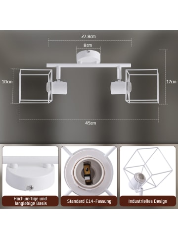 ZMH Deckenleuchte in Weiß 2-flammige E14 Schwenkbar Modern Deckenspot