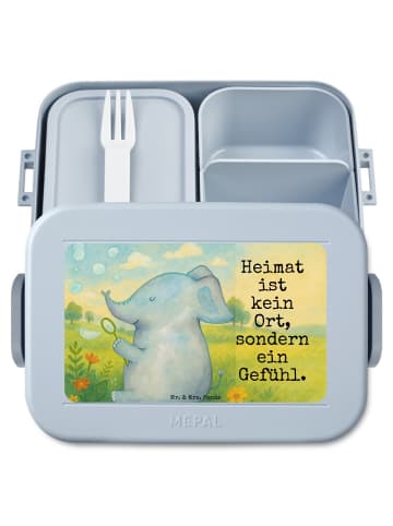 Mr. & Mrs. Panda Snack Box Elefant Seifenblasen Design mit Spruch in Blau Pastell