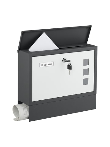relaxdays Briefkasten mit Zeitungsfach in Anthrazit