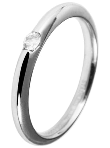 Adeliás Damen Ring aus Edelstahl mit Strass Steinchen in silber