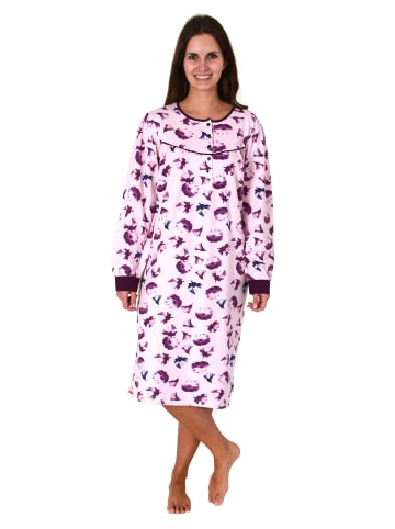 NORMANN Nachthemd langarm Kuschel interlock - 87441 in rose