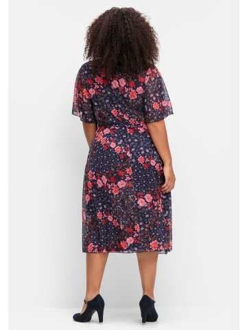 sheego by Joe Browns Mesh-Kleid in blau gemustert