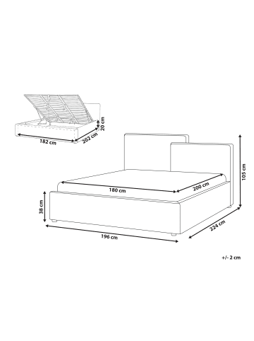 Beliani Doppelbett LAGARDE in Weiß/Schwarz - (W) 196 x (H) 105 x (L) 224 cm