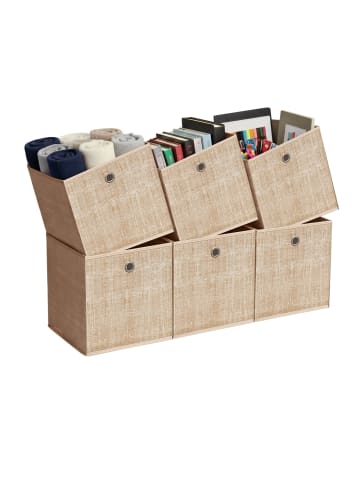 SONGMICS 6er-Set: Aufbewahrungsbox Tina in Beige - (B)30 x (H)30 x (T)30 cm