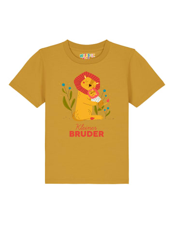 wat? Apparel T-Shirt Löwen Kleiner Bruder in Ocker