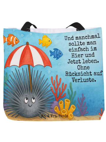 Mr. & Mrs. Panda Tote Bag Seeigel Design mit Spruch in Weiß