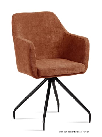 58 aufm Kessel ARMLEHNSTUHL (2er-Set) Dijana 57x87x60 Schwarz/Cognac
