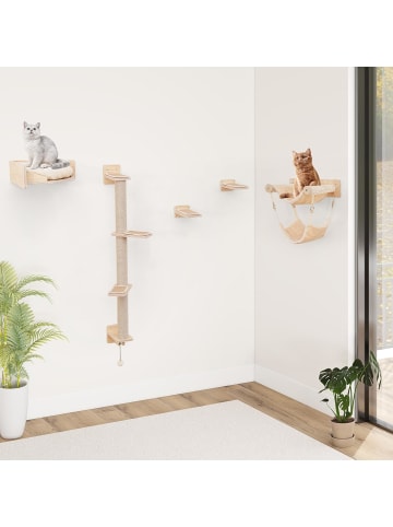 COSTWAY 5 PCS Kletterwand Katzen in Hellbraun