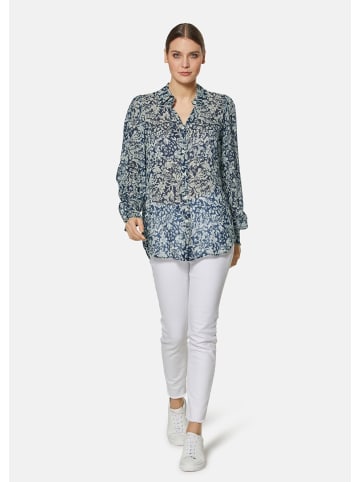 MADELEINE Druckbluse mit Hemdkragen, Viskose in marine / weiß
