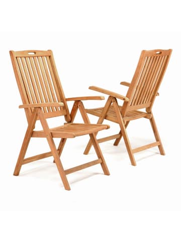 VCM  2er Gartenstuhl Hochlehner Klappstuhl Holz Teak in Braun