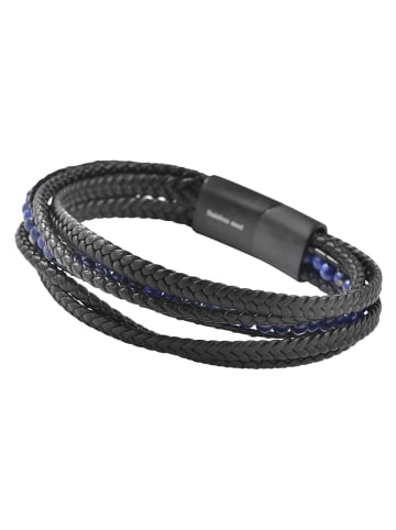 Adeliás Unisex Armband – Lederarmband aus Leder mit Lapis 21 cm in schwarz