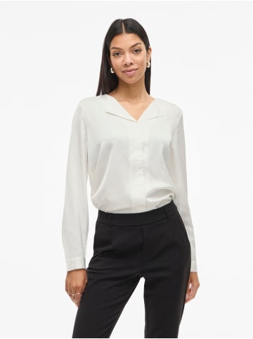 Vila VIELLETTE V-NECK L/S SATIN SHIRT in Snow White