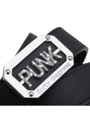 Forty degrees Gürtel mit silberner "PUNK" Schnalle echt Leder in schwarz