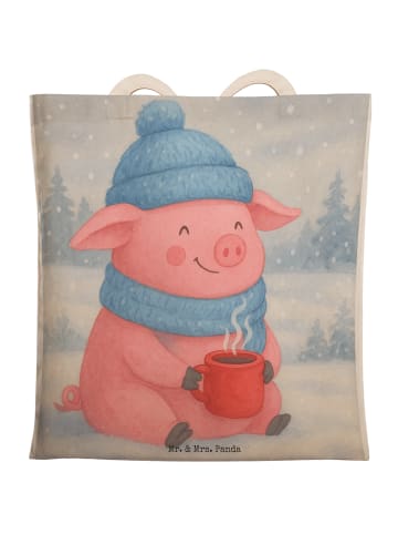 Mr. & Mrs. Panda Tasche Schweinchen Glühwein Design ohne Spruch in Weiß