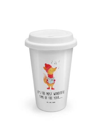Mr. & Mrs. Panda Kaffeebecher Fuchs Sänger mit Spruch in Weiß