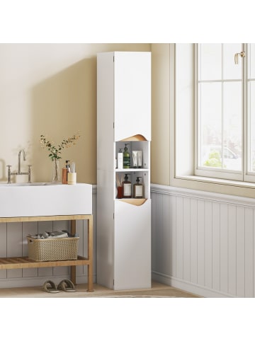 HOMCOM Badezimmerschrank-34,6L x 30B x 180,5H cm-Weiß