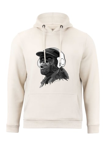 Cotton Prime® Kapuzensweatshirt mit Affenmotiv - Monkey mit DJ-Kopfhörer in sand