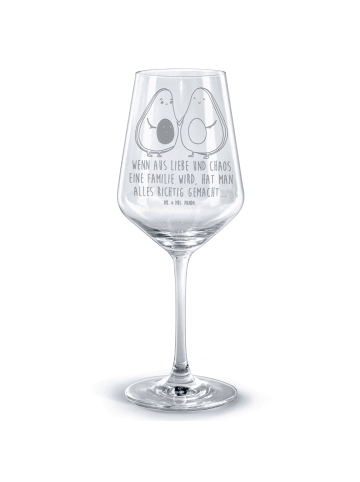 Mr. & Mrs. Panda Weinglas Avocado Pärchen mit Spruch in Transparent