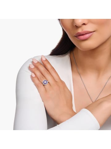 Thomas Sabo Siegelring Auge Mit Kaltemaille Und Bunten Steinen in silber, bunt