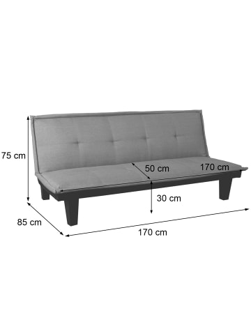 MCW 3er-Sofa C87 mit Schlaffunktion, Textil, hellgrau
