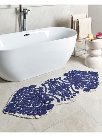 Beliani Badematte CANBAR in Blau/Weiß - (W) 150 x (L) 60 cm