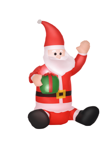 HOMCOM Selbstaufblasbarer Weihnachtsmann-L70 x B50 x H120 cm-Rot